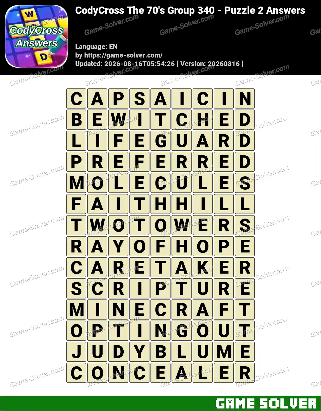 CodyCross The 70’s Group 340 – Puzzle 2 Answers